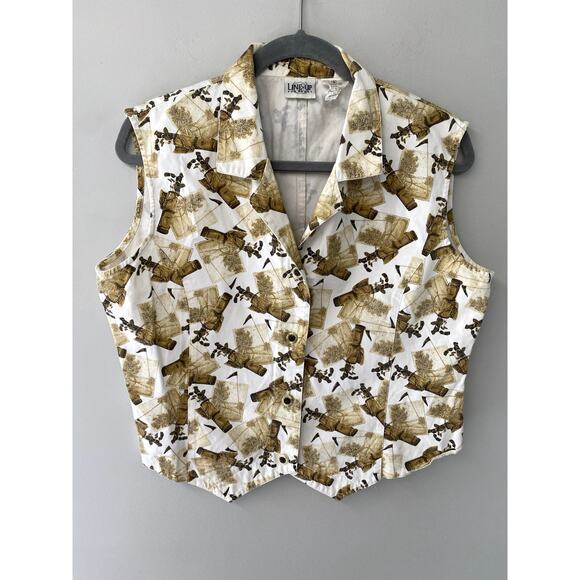 Vintage Line Up Womens Sleeveless Collared Golf Vest Sz L - Picture 1 of 9